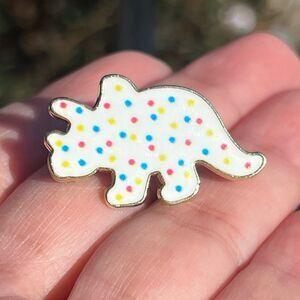 Dinosaur White Frosted Animal Cookie Enamel Pin